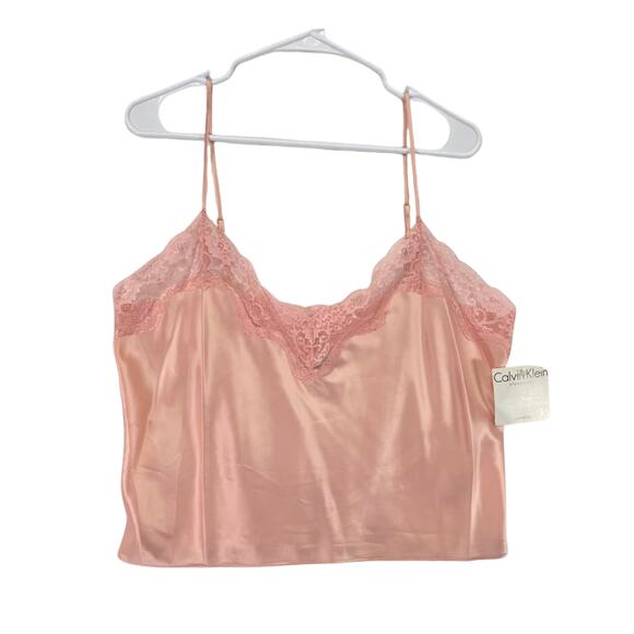 Calvin Klein Other - Calvin Klein Women's Teddy Satin Lace-Trim Cami Crop Intimate Top Sz L